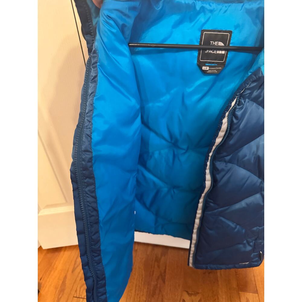 Women's The North Face 550 Fill Nuptse Down Blue Quilted Puffer Vest Jacket L - Picture 5 of 7
